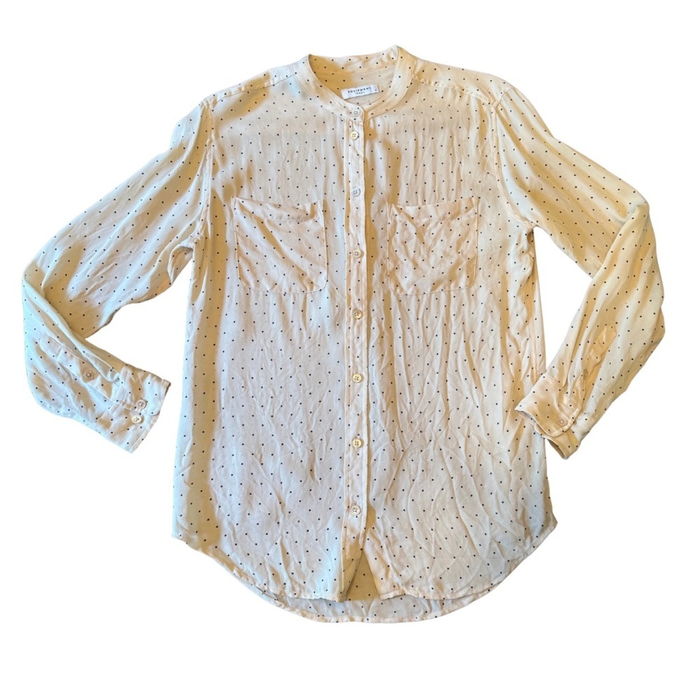 Equipment Femme‎ Silk Polka Dot Blouse Beige Black | Size Small